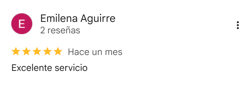 Reseña de Google de Emilena Aguirre: 5 estrellas. Excelente servicio.
